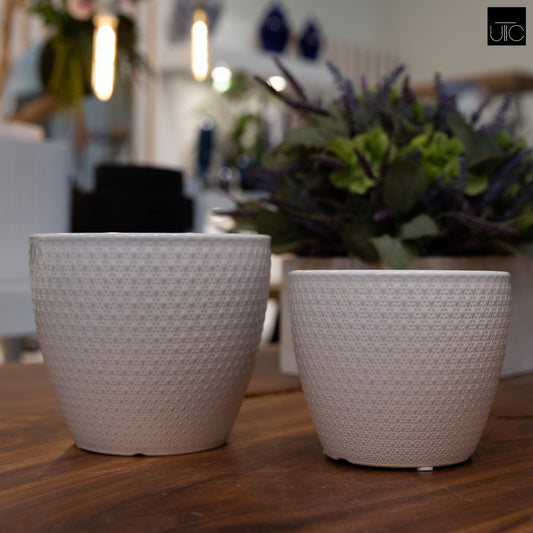 Ceramic Pot Gloss Finish White-5.25"H -78