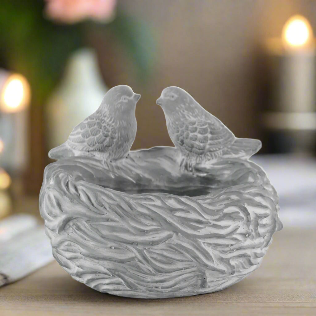 Abe Nesting Birds Cement Figurine