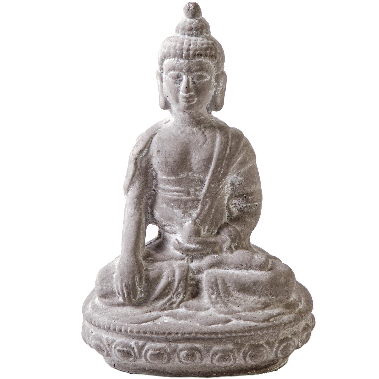 Cement Meditating Buddha Concrete Finish Gray-12.00"H