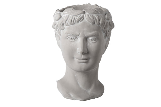 Cement Roman Head Pot Concrete Finish Gray-10.50"H