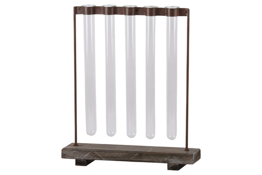 Metal Clustered Hanging Bud Vase Finish Brown..12.25"x3.00"x14.50"H