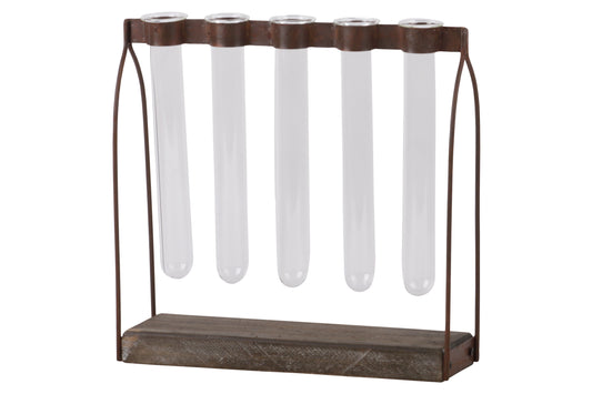 Metal Clustered Hanging Bud Vase Finish Brown..10.25"x3.00"x10.25"H