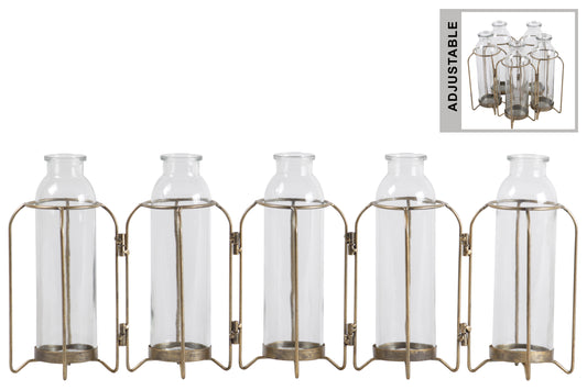 Metal Hinged Vase Holder Anitque Finish