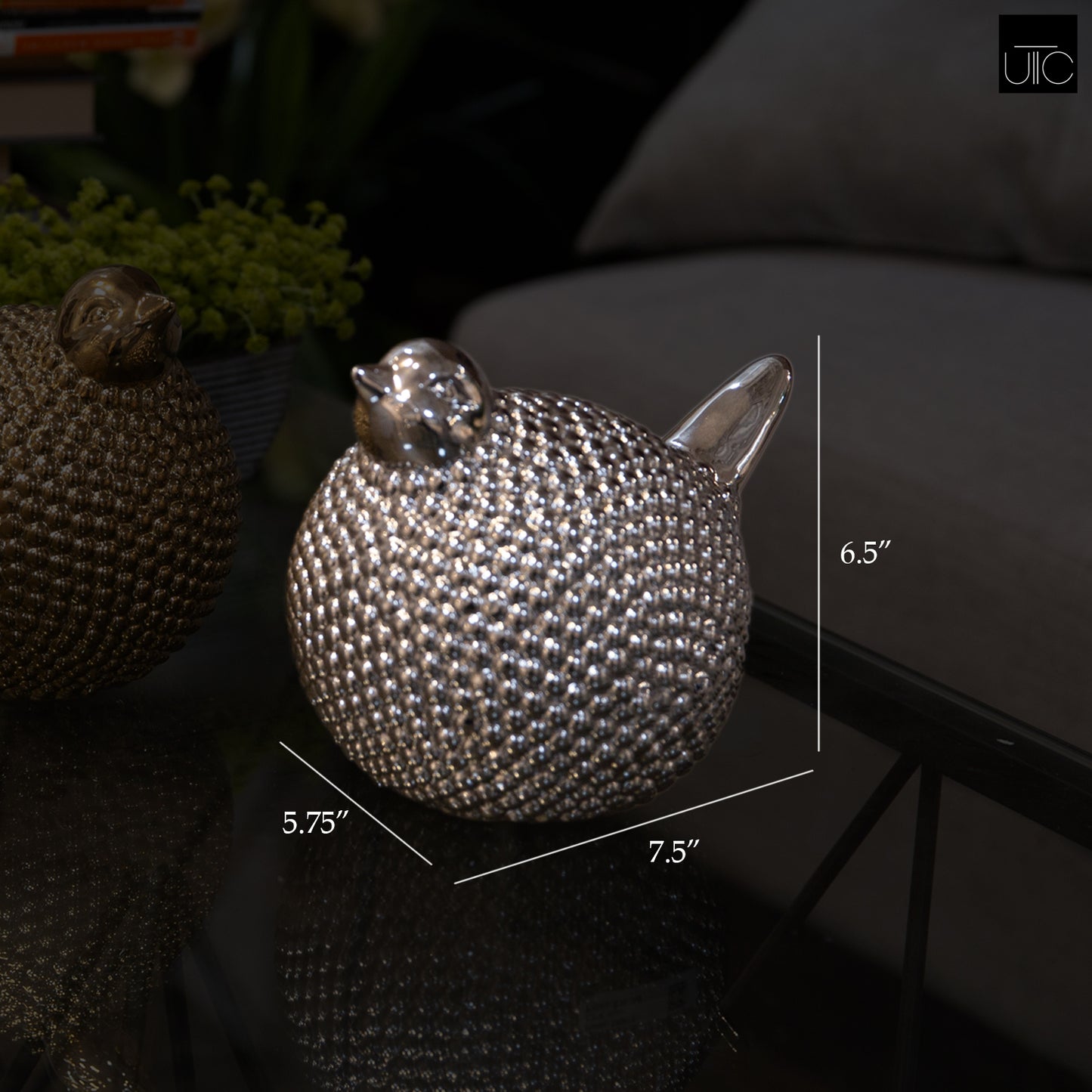 Ceramic Blubbery Bird Figurine Gloss Finish