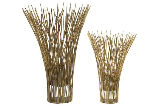 Metal Candle Holder Metallic Finish Gold-15.5"H