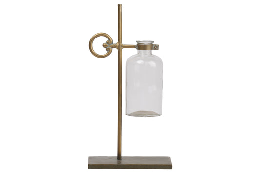 Metal Bud Vase Holder Metallic Finish Gold..7.25"x4.00"x14.00"H