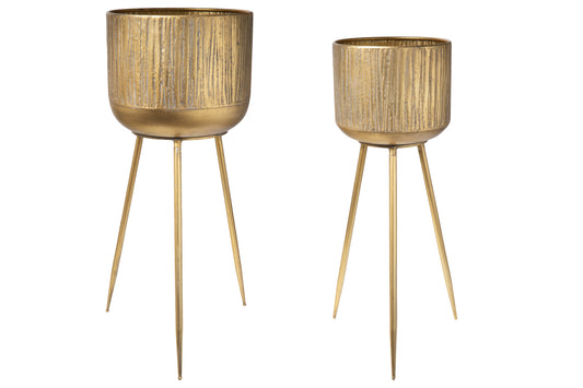Metal Round Planter Metallic Finish