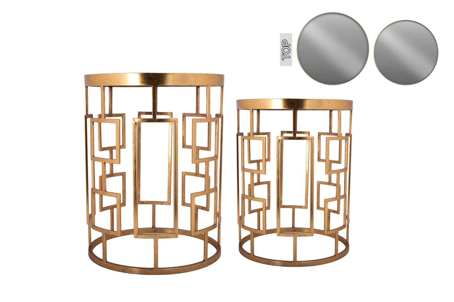 Iron Mirror Metal Table Foil Gold-24.00"H