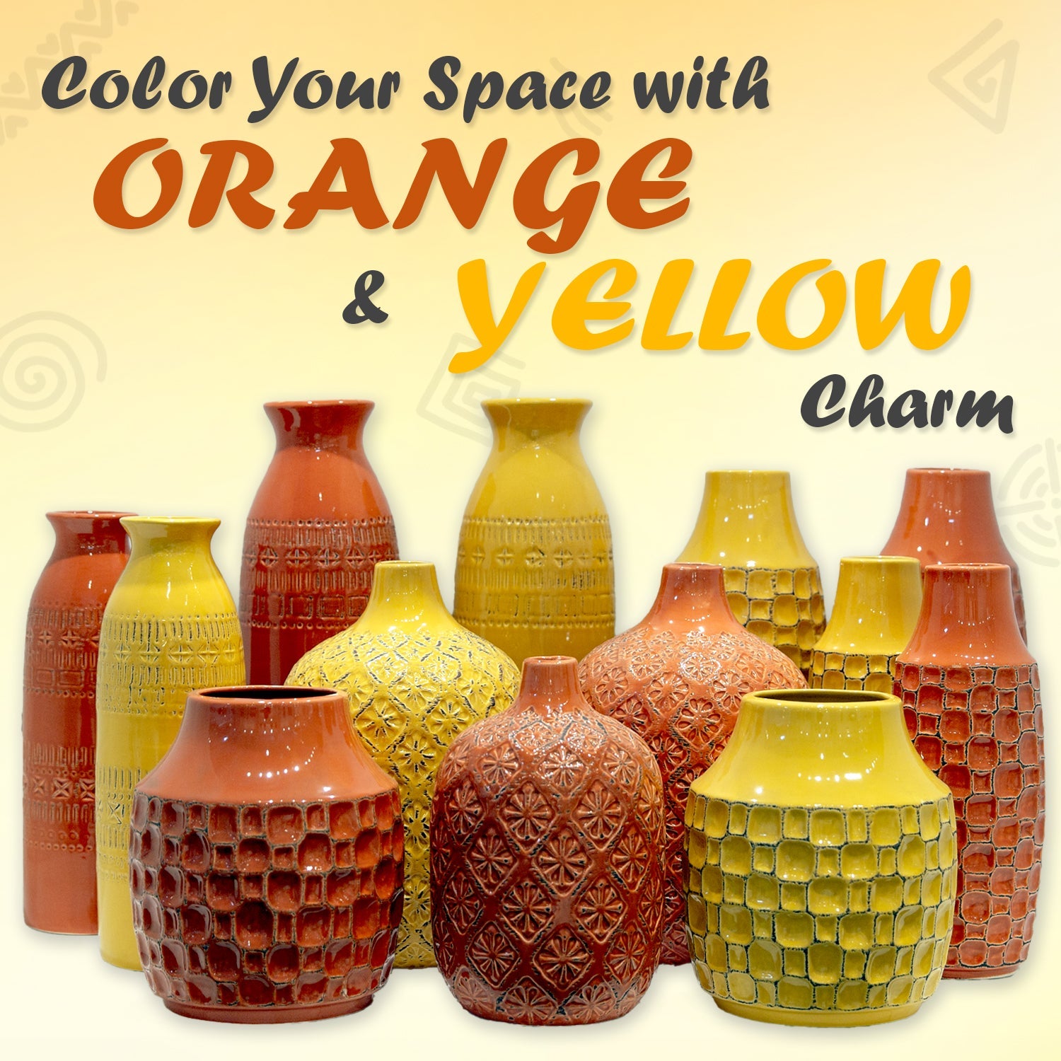 Orange and Yellow Vases and Jars