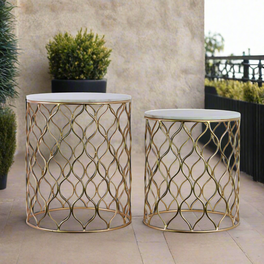 Zypher Marble Top Accent Tables (Set of 2)