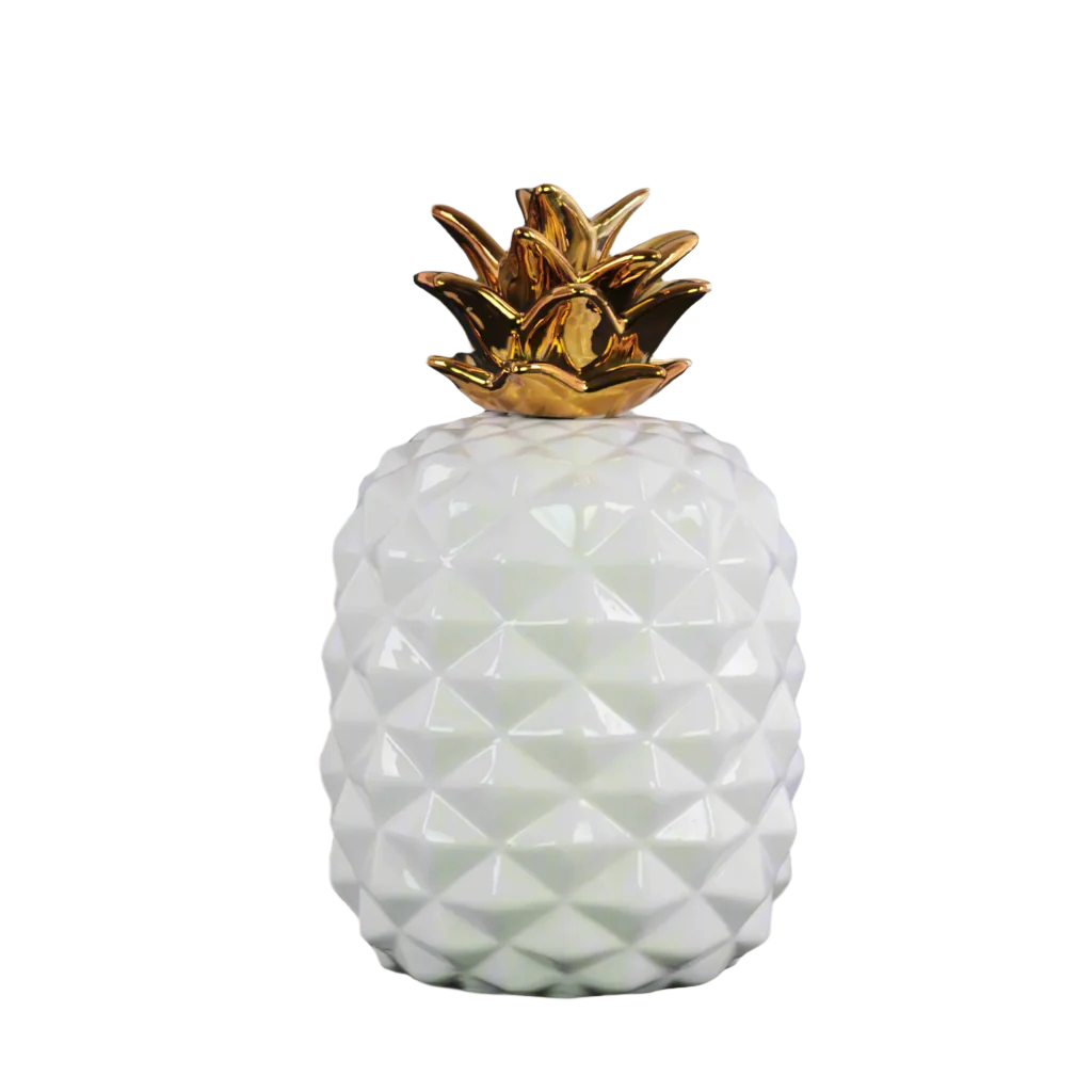 Callie Ceramic Pineapple Decor with Gold Top