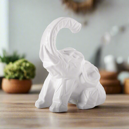 Ceramic Sitting Elephant Figurine Shiny Finish