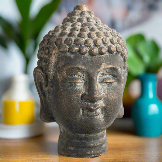 Cement Head Figurine Distressed Concrete Finish