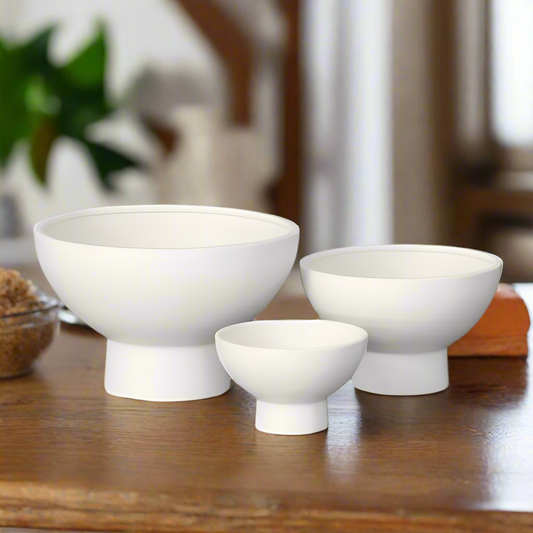 Ceramic Pot Set of Three Matte White-7.75"H